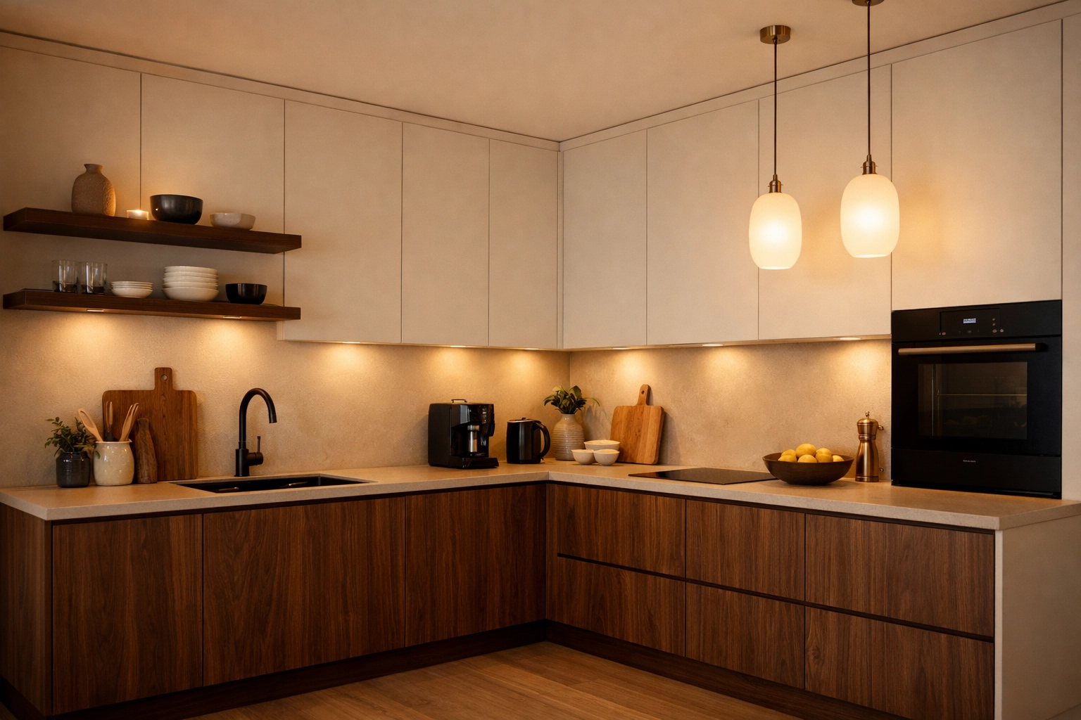 Cuisine Ikea Faktum Façades Sweetch Pao Lait d'Amande et Noyer