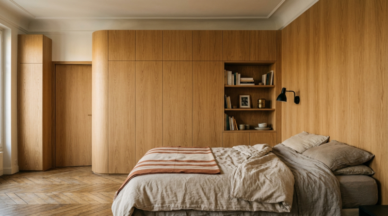 rangement de chambre portes de placard en chêne clair