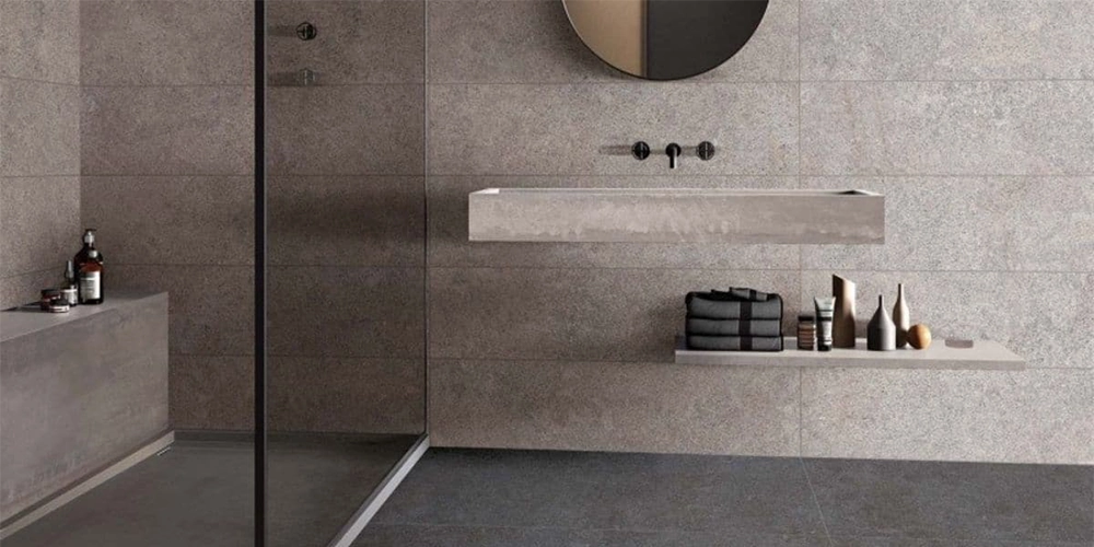 Salle de bains pierre grise