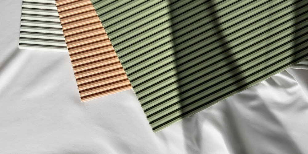 façades sweetch texturées vert, peche et chiffon